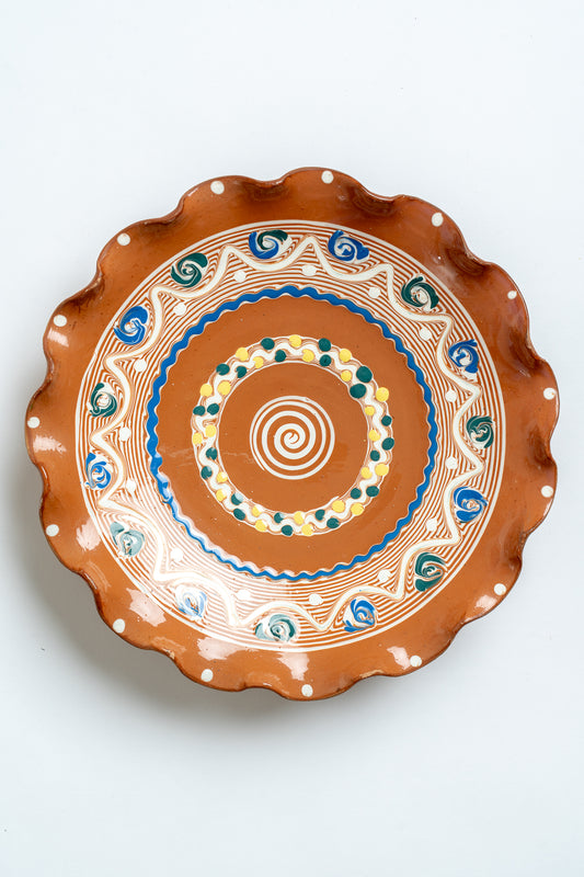 Ceramic Swirl Ripple Plate Navy