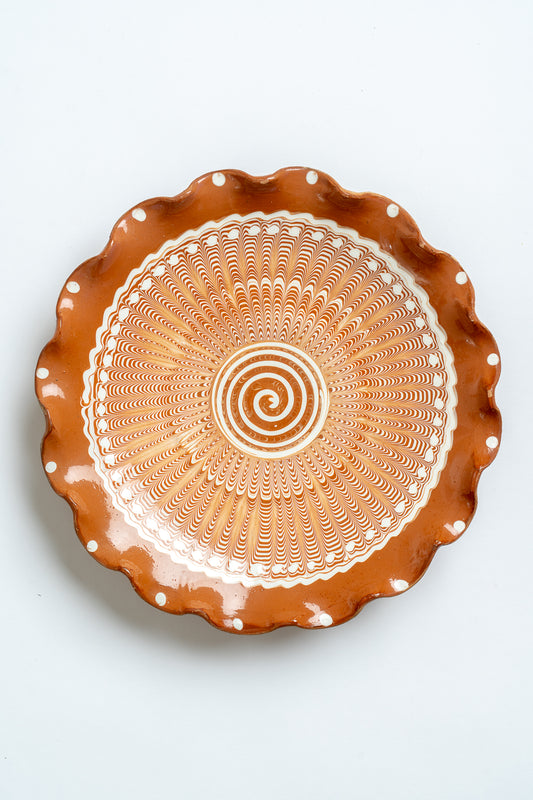 Ceramic Swirl Ripple Plate Tan