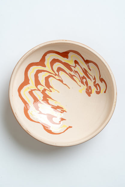 Ceramic Marbled Fruit Bowl Ecru