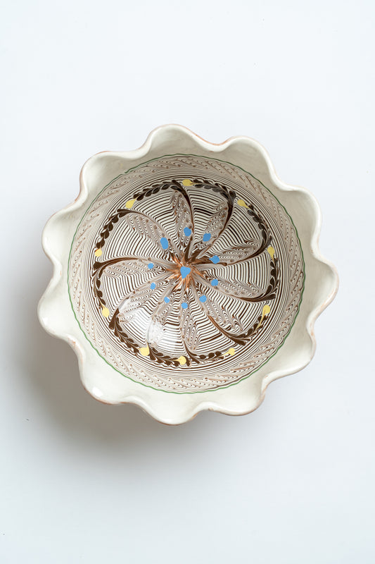 Ceramic Stella Ripple Bowl Ecru