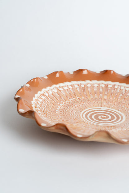 Ceramic Swirl Ripple Plate Tan