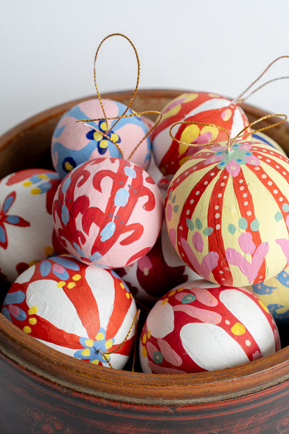 Hand Painted Christmas Bauble Pink