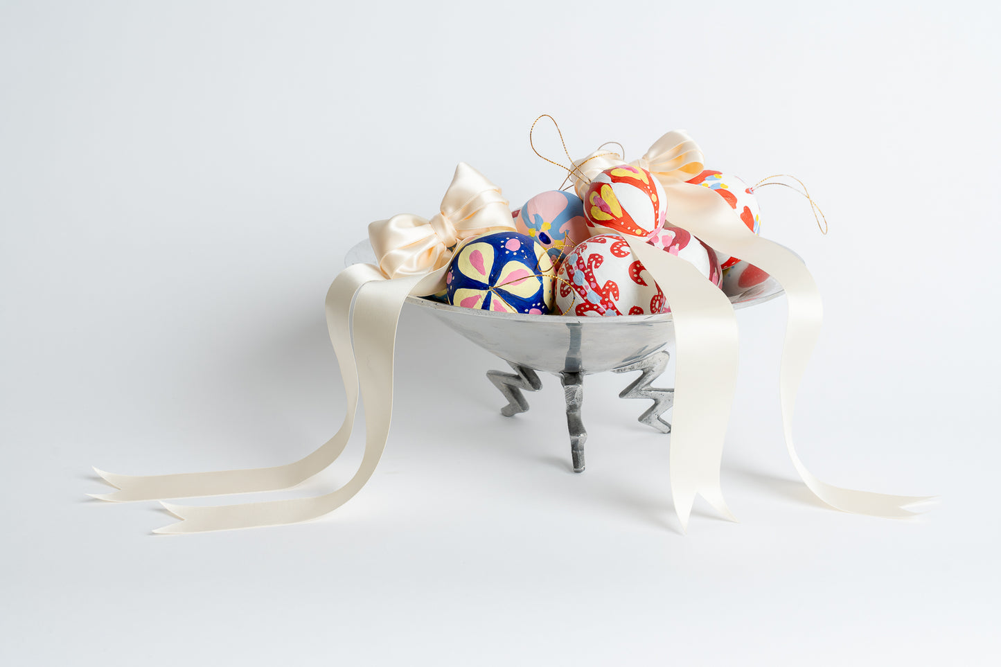 Hand Painted Christmas Bauble White