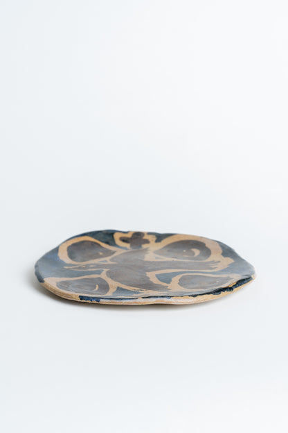 Ceramic Black Bird with Moons Plate