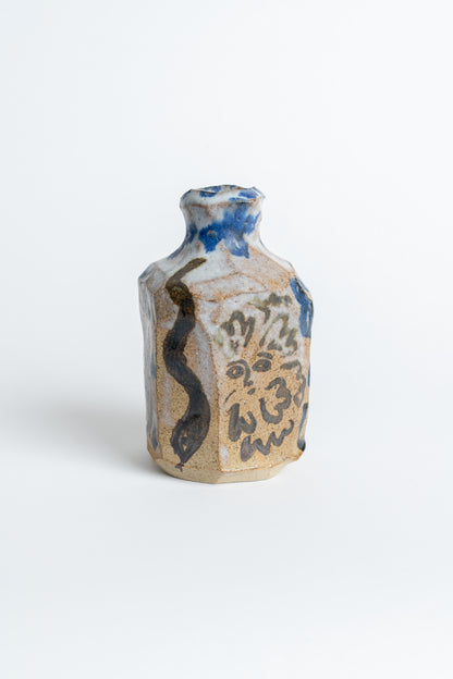 Ceramic Snake and Sprite Bud Vase Blue