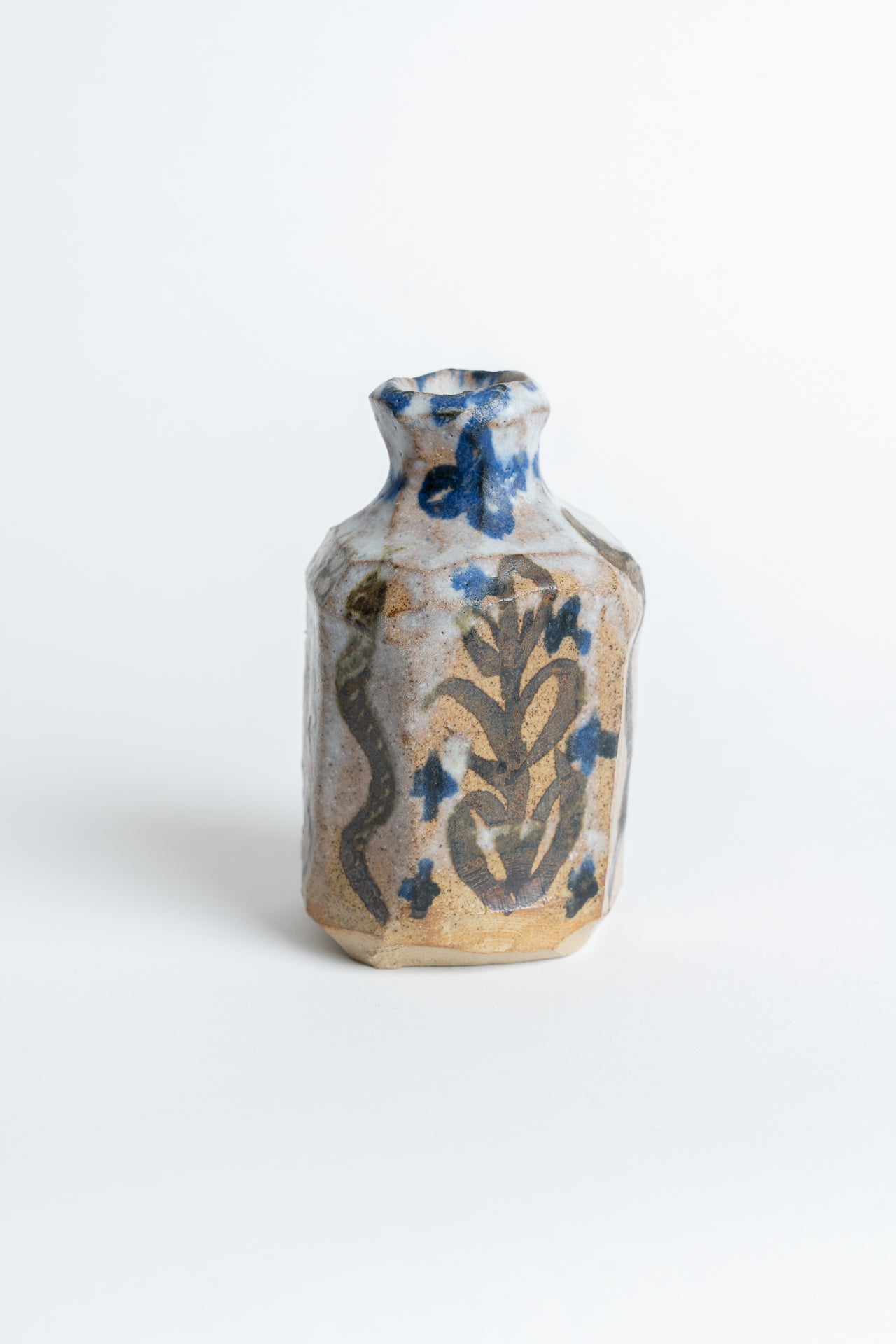 Ceramic Snake and Sprite Bud Vase Blue