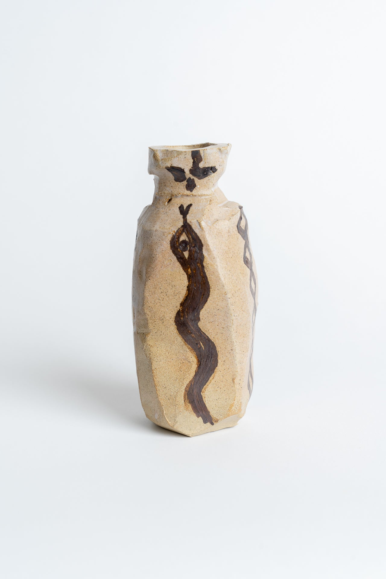Ceramic Snake and Sprite Vase Black Oxide
