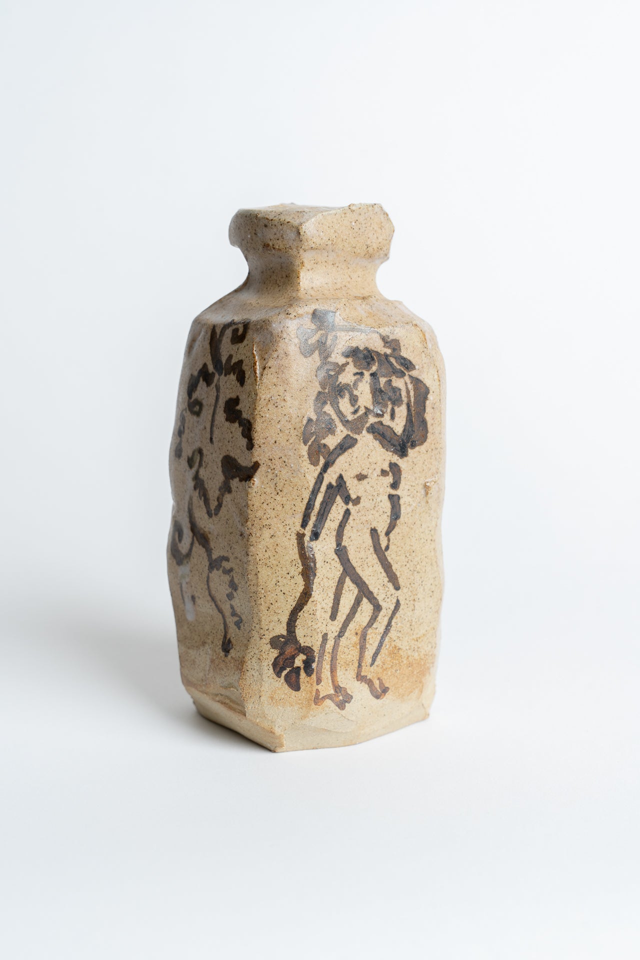 Ceramic Bachus and Vine Vase Black Oxide