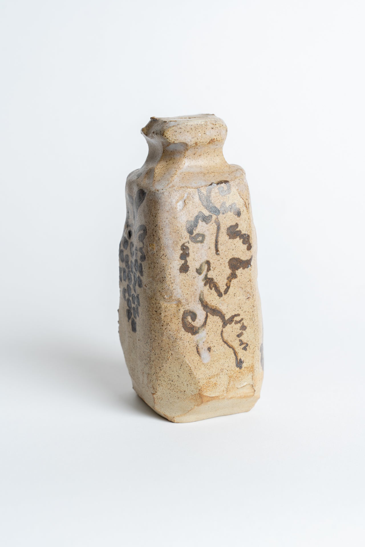 Ceramic Bachus and Vine Vase Black Oxide