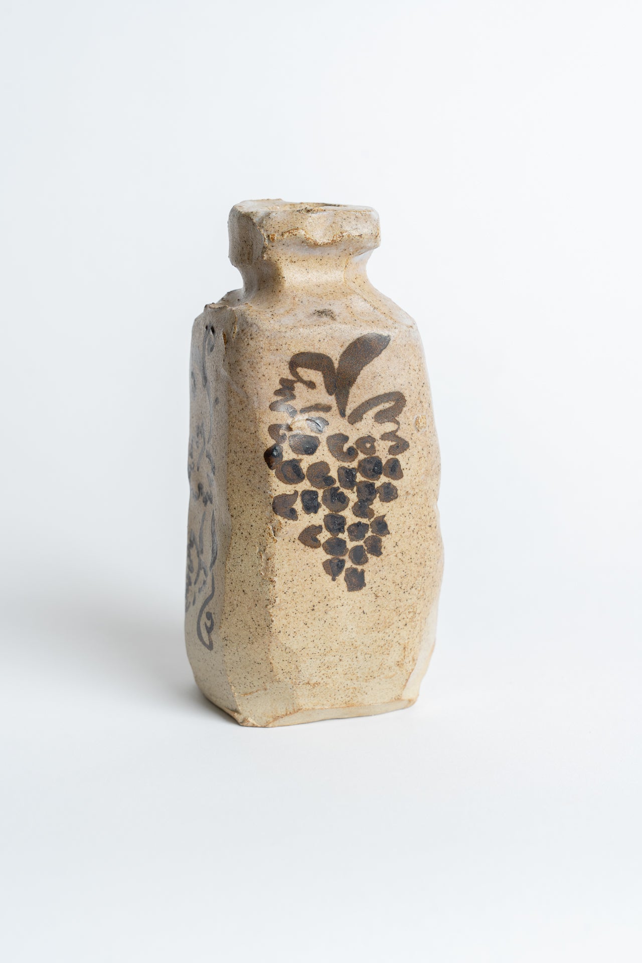 Ceramic Bachus and Vine Vase Black Oxide