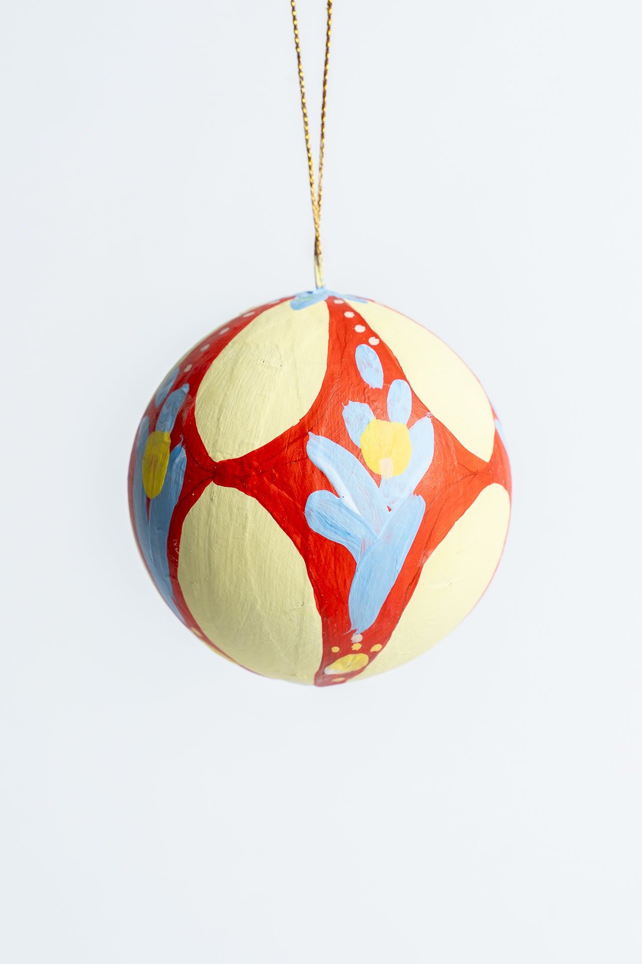 Hand Painted Christmas Bauble Butter Yellow