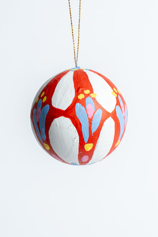 Hand Painted Christmas Bauble White