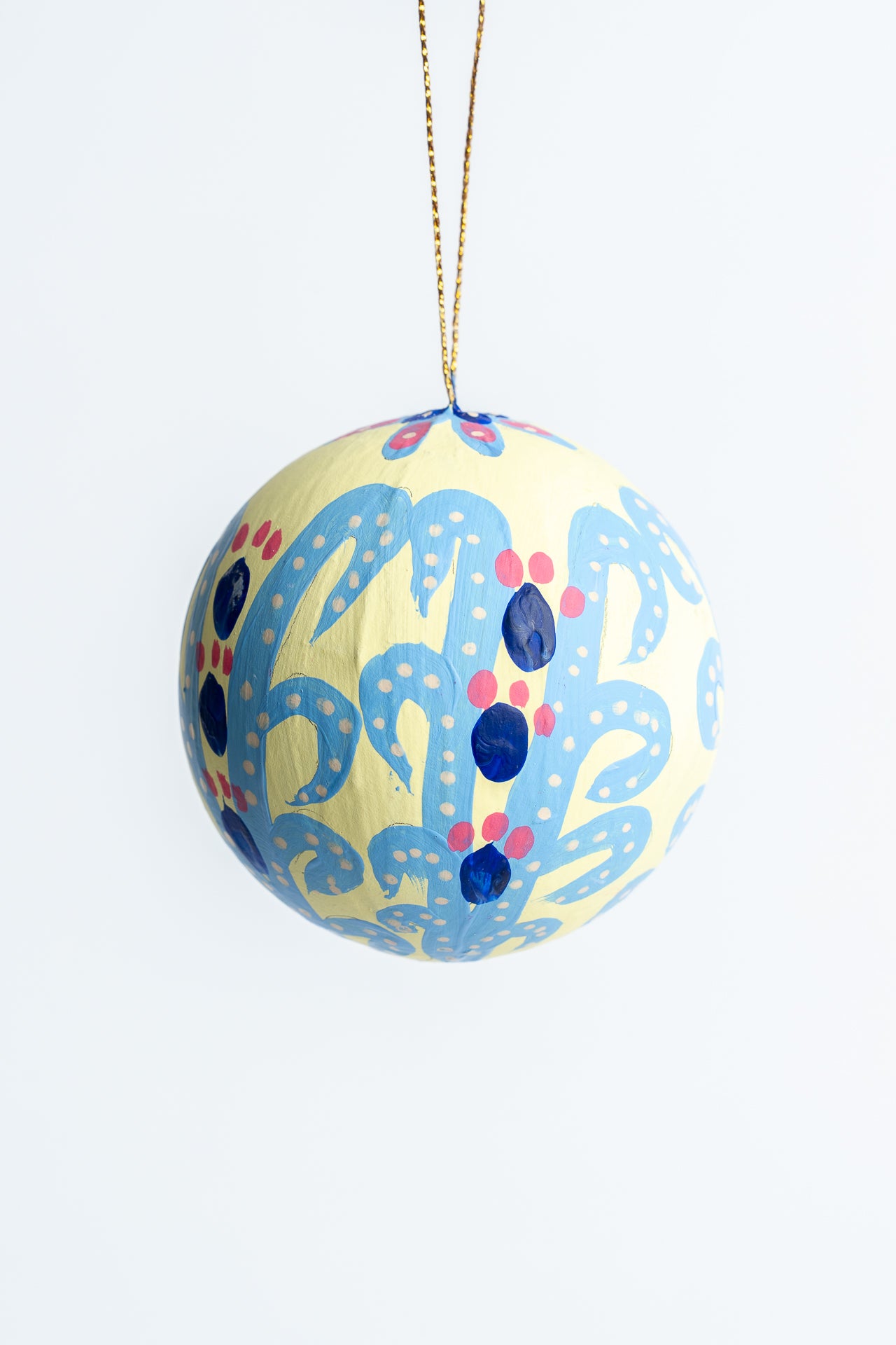 Hand Painted Christmas Bauble Yellow