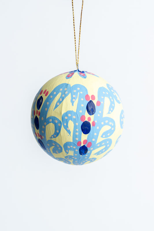 Hand Painted Christmas Bauble Yellow