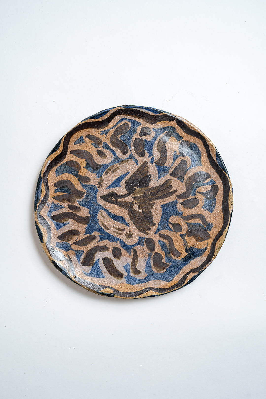 Ceramic Bird and Night Sky Round Plate