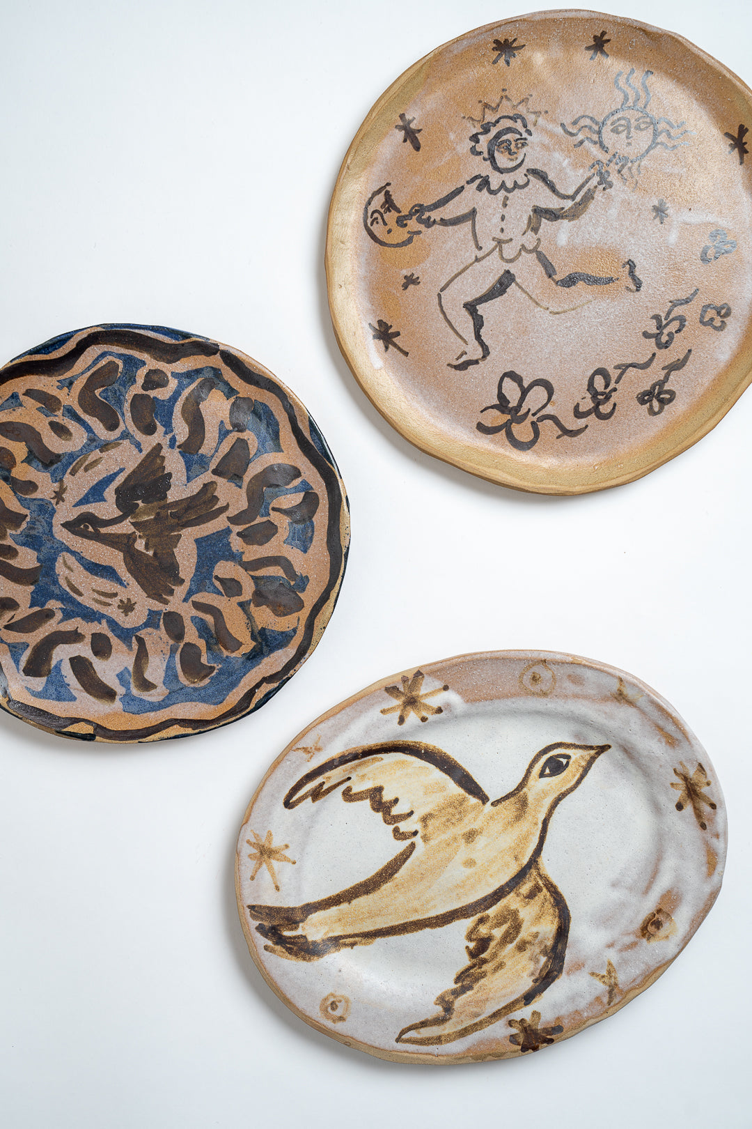 Ceramic Bird and Night Sky Round Plate