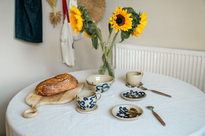 Ceramic Flower & Picket Fence Bowl Blue