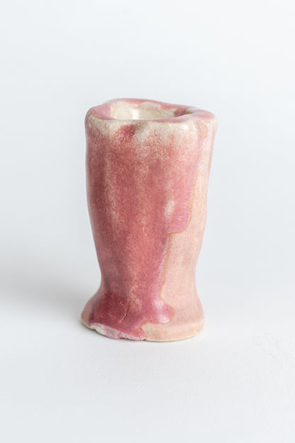 Hand Painted Ceramic Candle Holder Melted Raspberry Pink