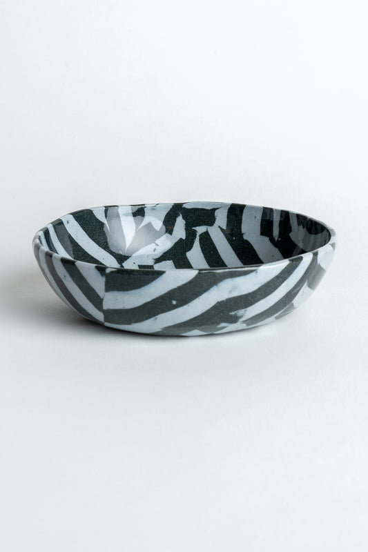 Ceramic Stripe Medium Bowl Blue