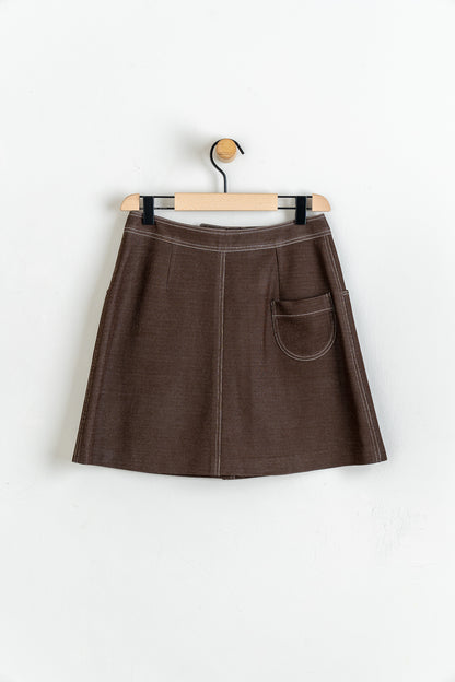 Vintage Contrast Stitch A-Line Skirt - W25