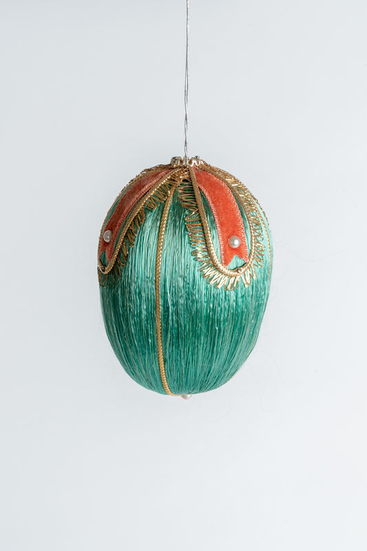 Vintage Satin Spun Round Christmas Bauble