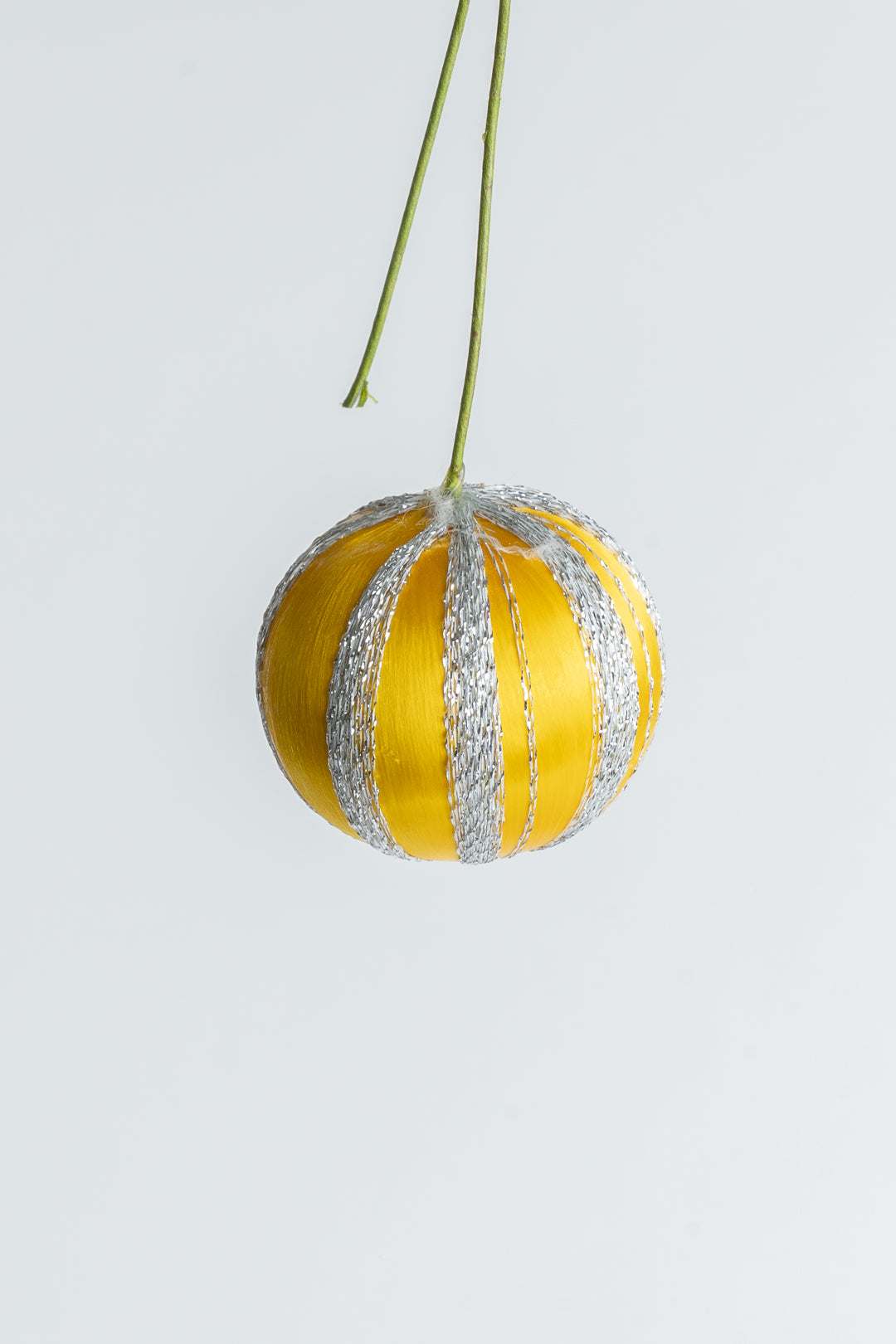 Vintage Satin Spun Christmas Bauble with Gold Thread