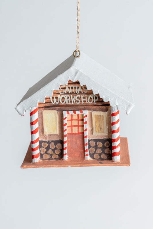 Papier Mache Santa's Workshop Decoration