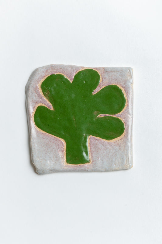 Hand Painted 'Flat Parsley' Ceramic Tile Green & Lilac