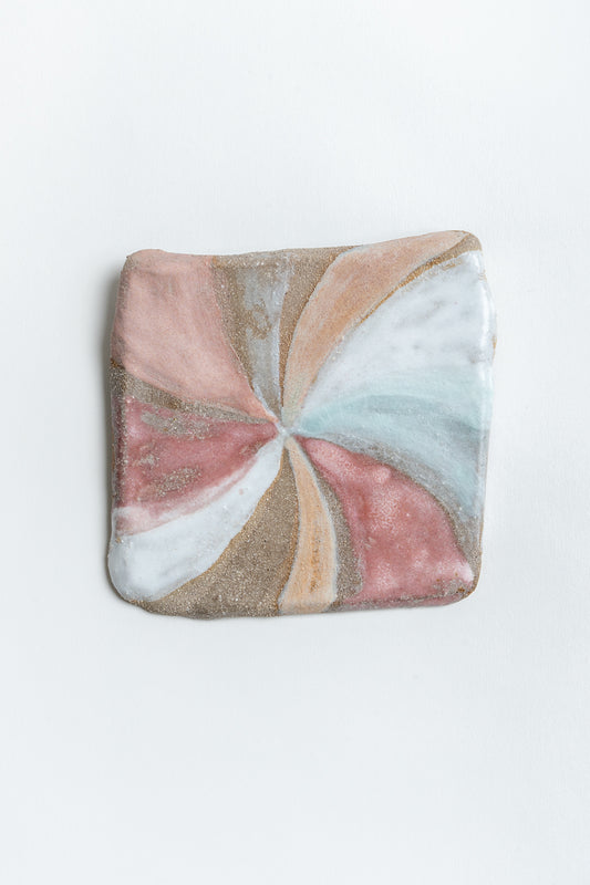 Hand Painted 'Swirl' Ceramic Tile Pink