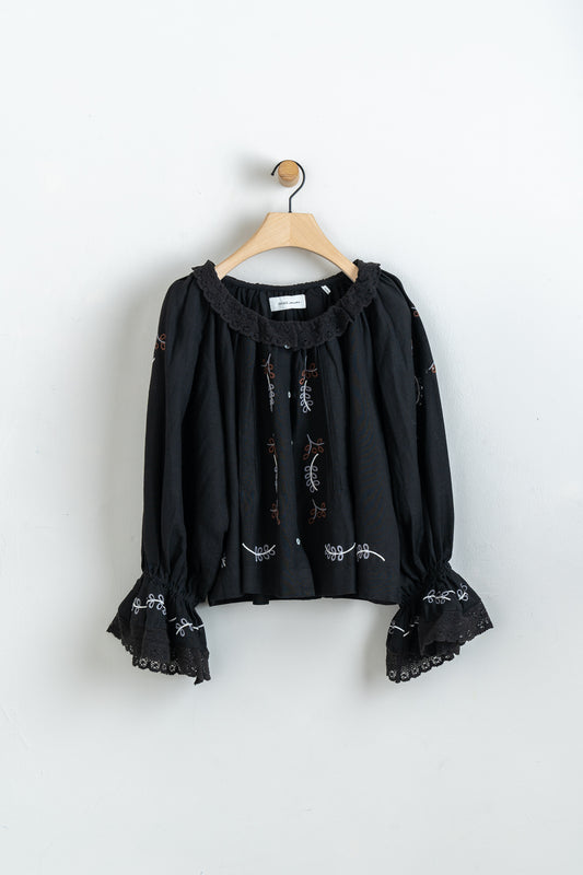 Linen & Organic Cotton Aliso Blouse Black