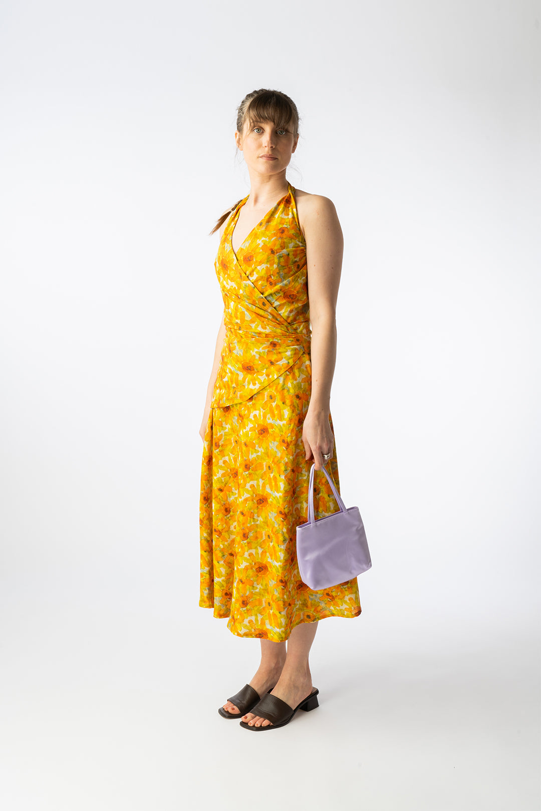 Linen Blend Cardo Dress Yellow