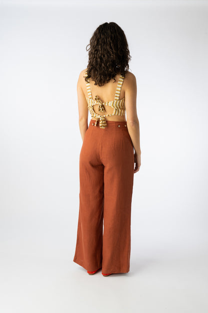 Linen Aphelia Trouser Terracotta