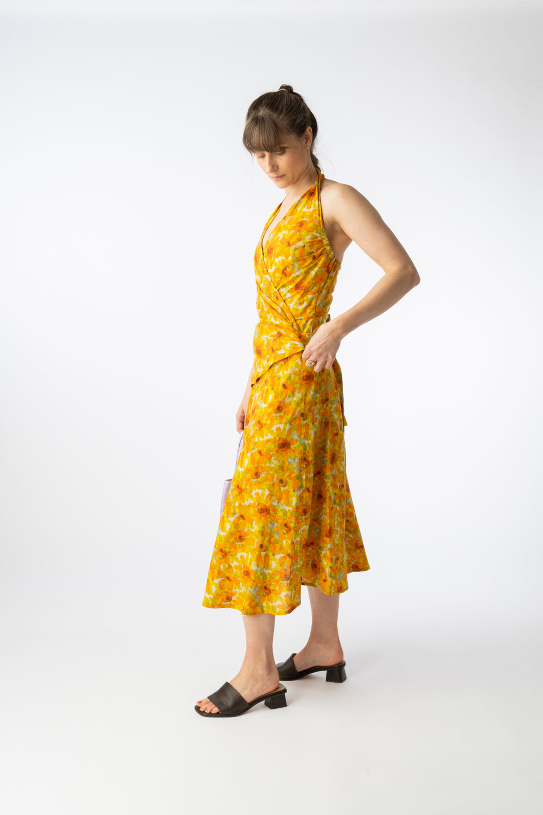 Linen Blend Cardo Dress Yellow