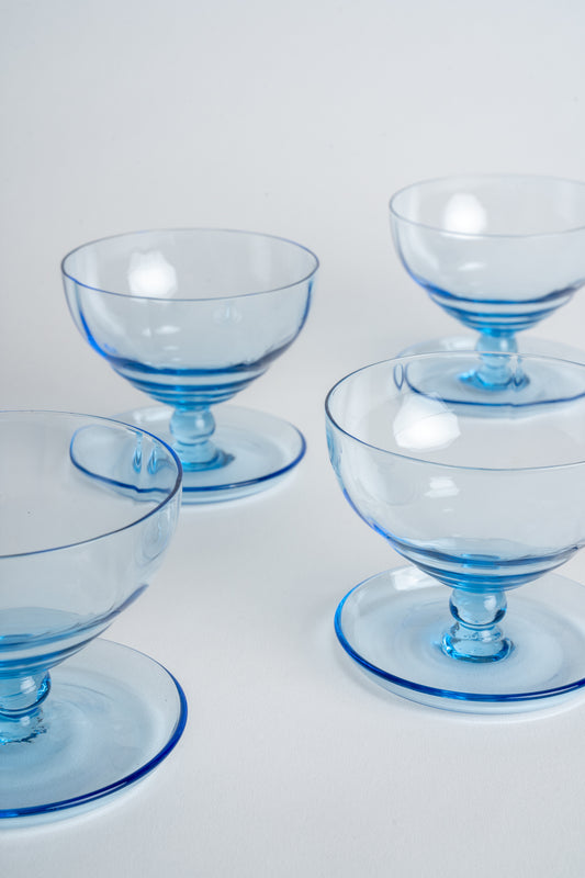 MIMMO Studios Set of 4 Blue Glass Sundae Bowls