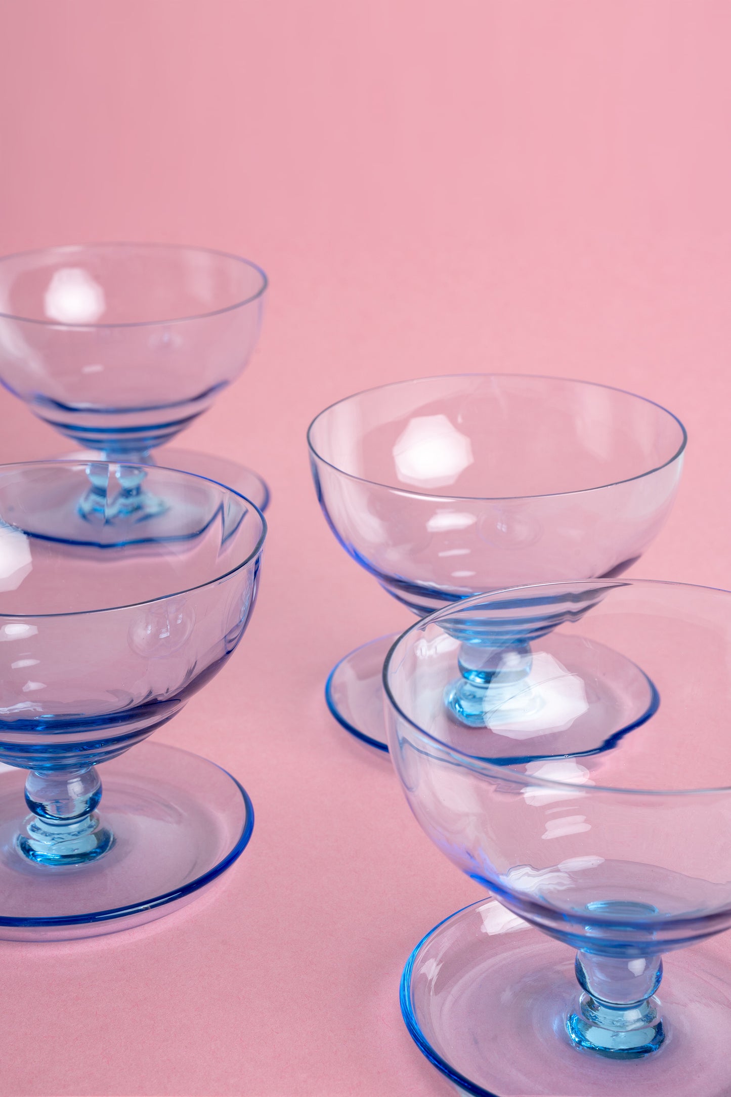 MIMMO Studios Set of 4 Blue Glass Sundae Bowls