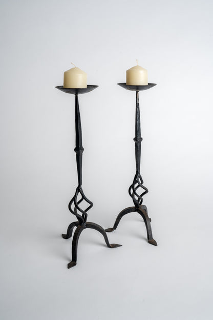 MIMMO Studios Pair of Vintage Wrought Iron Candle Holders