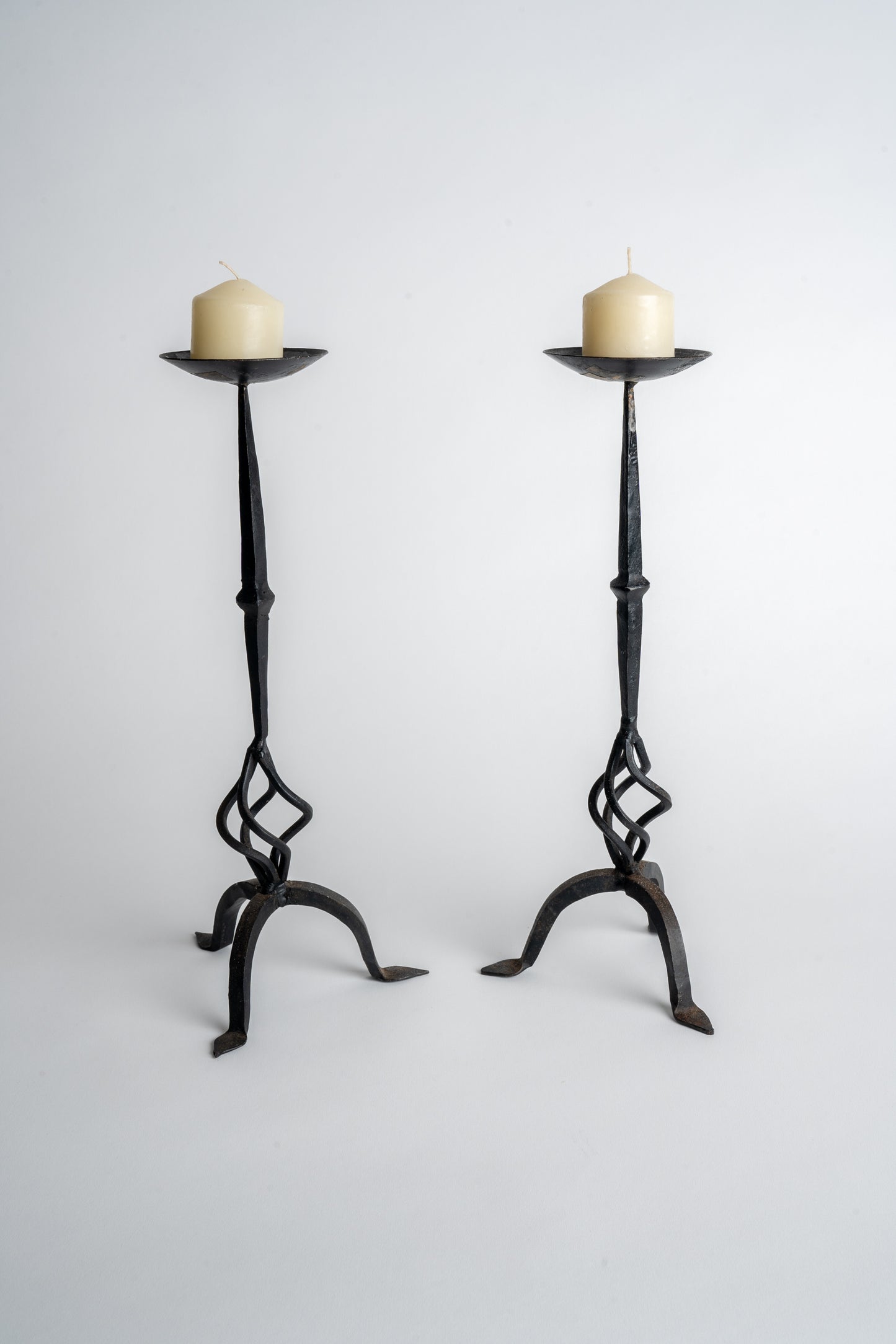 MIMMO Studios Pair of Vintage Wrought Iron Candle Holders