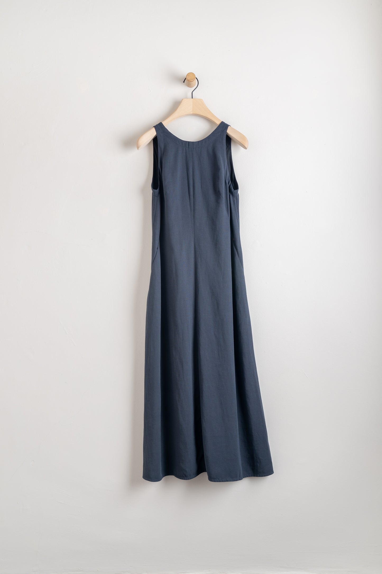 GOTS Organic Cotton & Linen/Tencel Back V Neck Dress Navy