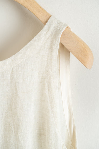 GOTS Organic Cotton & Linen Back V Neck Dress Oatmeal