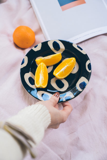 Hand Painted Cobalt Dash Small Plate