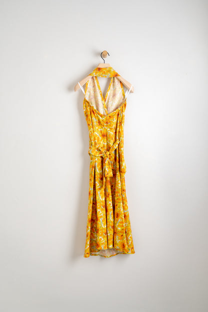 Linen Blend Cardo Dress Yellow