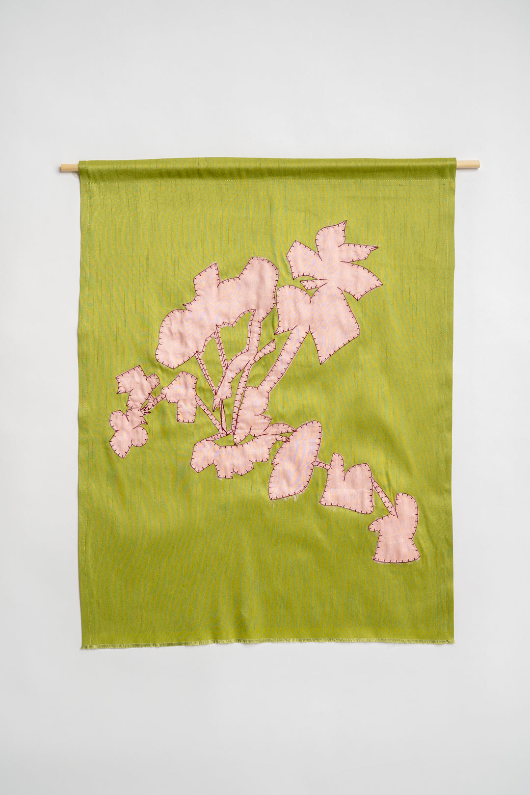 'Pink Shadow' Embroidered Silk Taffeta Original Artwork