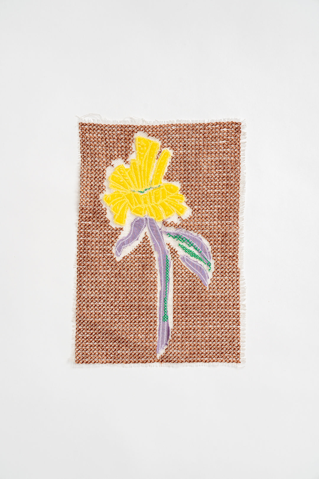 'Sunflower 3' Embroidery on Silk Hemp Blend Original Artwork