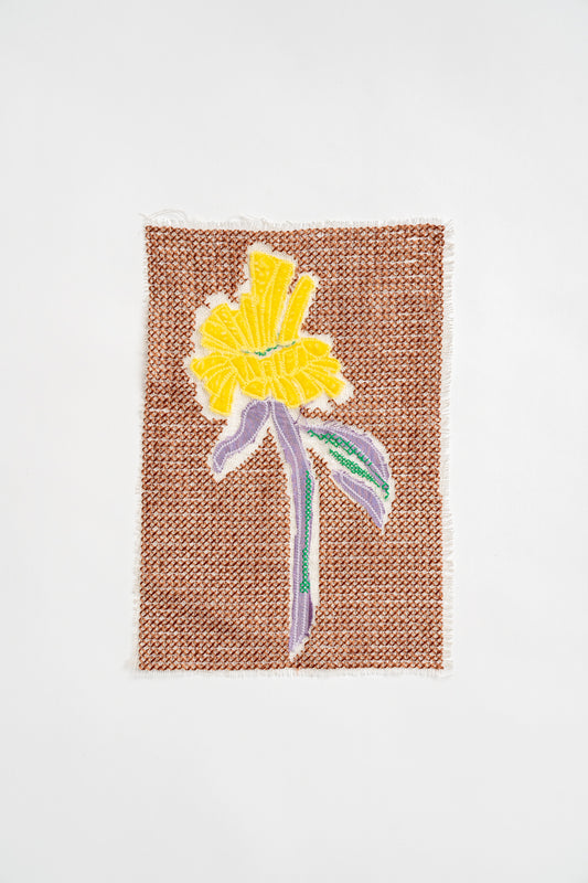 'Sunflower 3' Embroidery on Silk Hemp Blend Original Artwork
