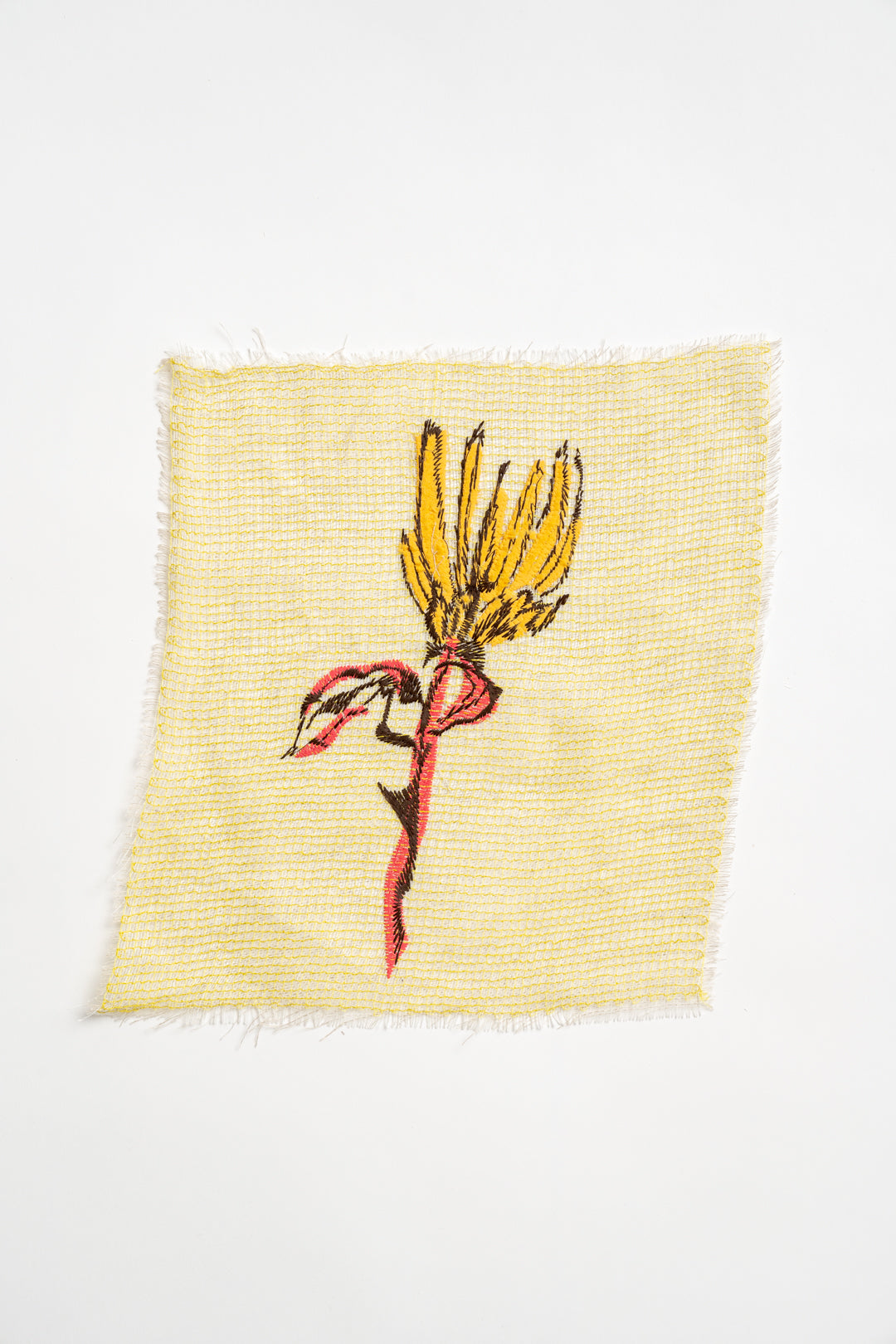 'Sunflower 2' Embroidery on Silk Hemp Blend Original Artwork