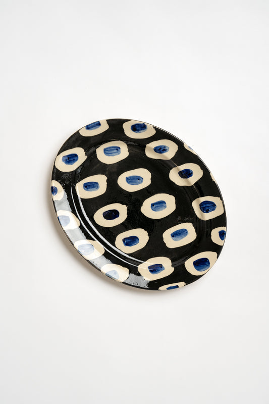 Hand Painted Oval Cobalt Dash Medium Platter