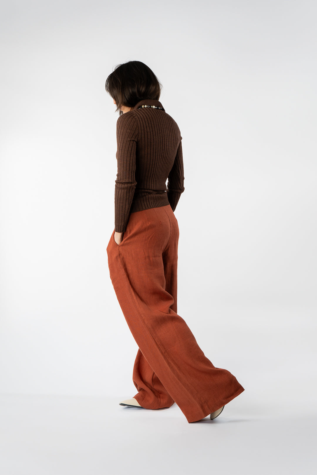 Linen Aphelia Trouser Terracotta