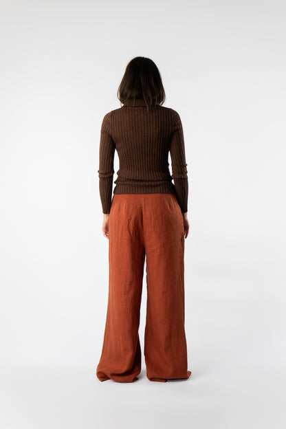 Linen Aphelia Trouser Terracotta