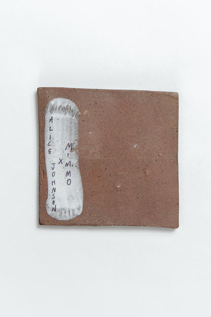 Hand Painted 'Flower Series 2/2' Ceramic Tile Brown & White