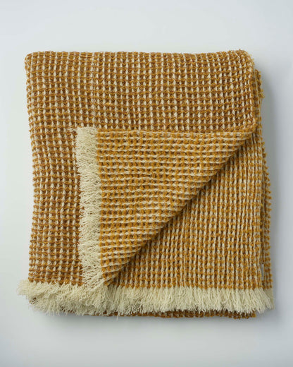 Shiv Textiles Grainne Blanket with Honeycomb Texture made from Deadstock Yarns in the UK